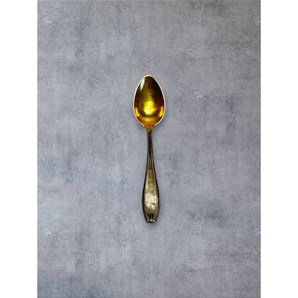German 800 Silver Demitasse Salt Spoon 4.25in Gold Wash Art Deco Hallmarked
